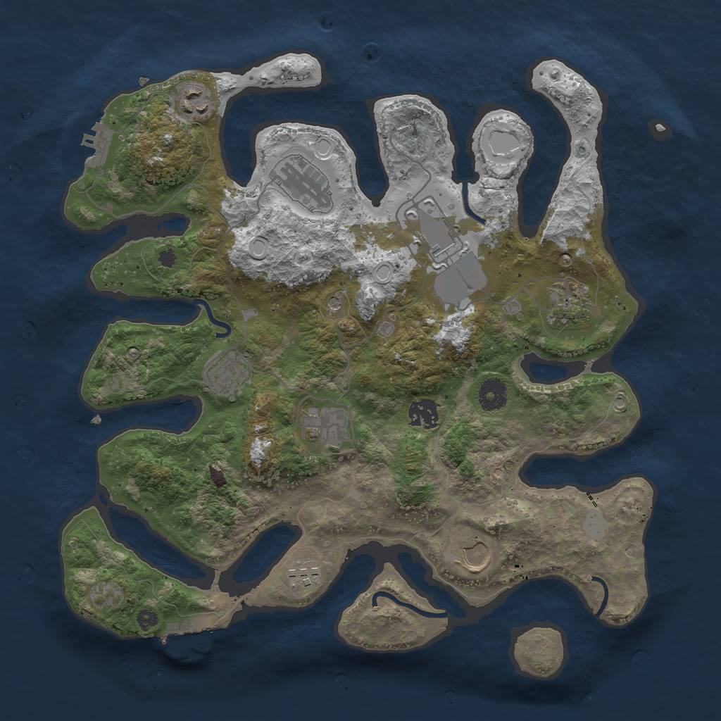 Rust Map: Procedural Map, Size: 3550, Seed: 597170, 17 Monuments