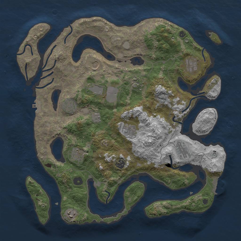 Rust Map: Procedural Map, Size: 4050, Seed: 351954192, 19 Monuments