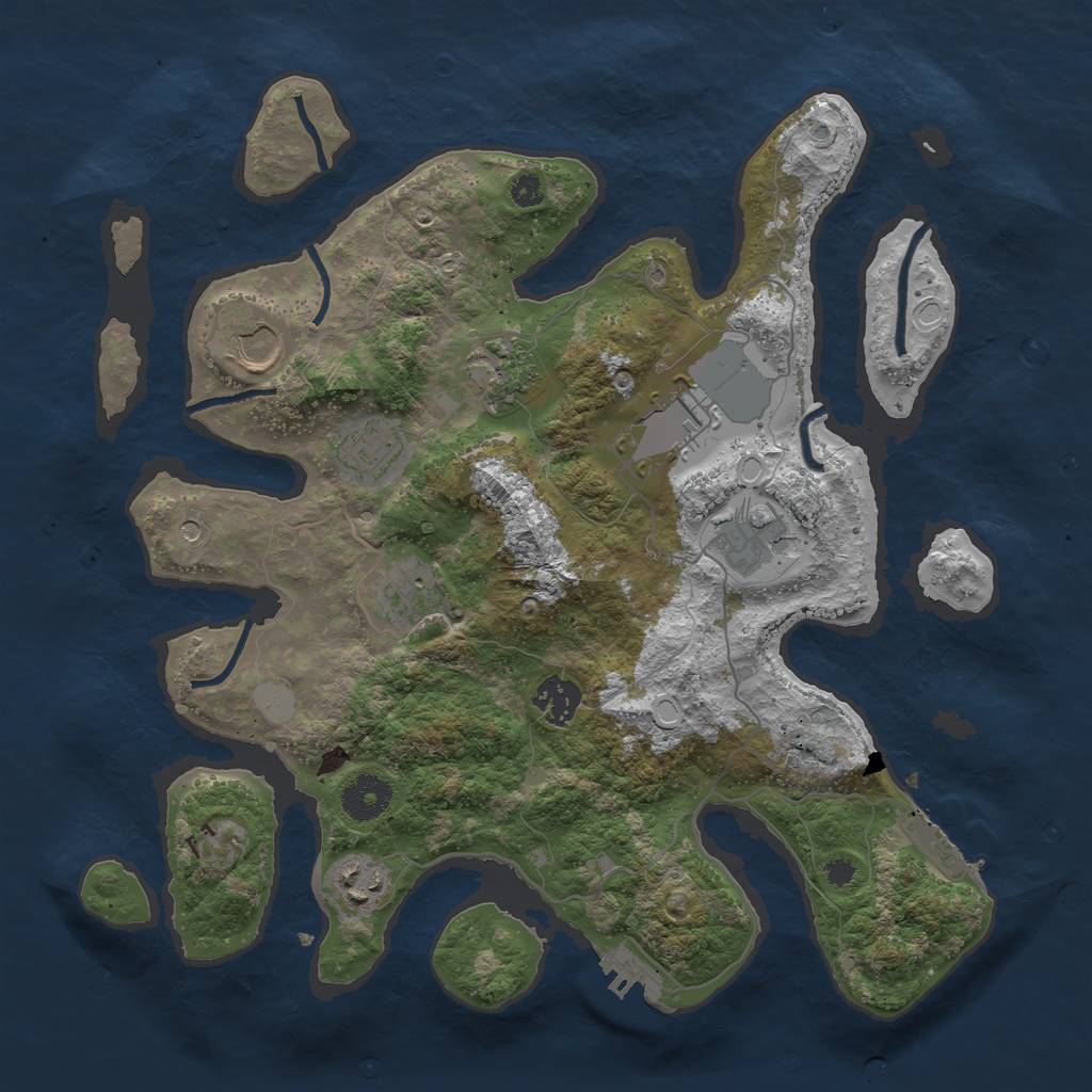 Rust Map: Procedural Map, Size: 3500, Seed: 386711571, 16 Monuments