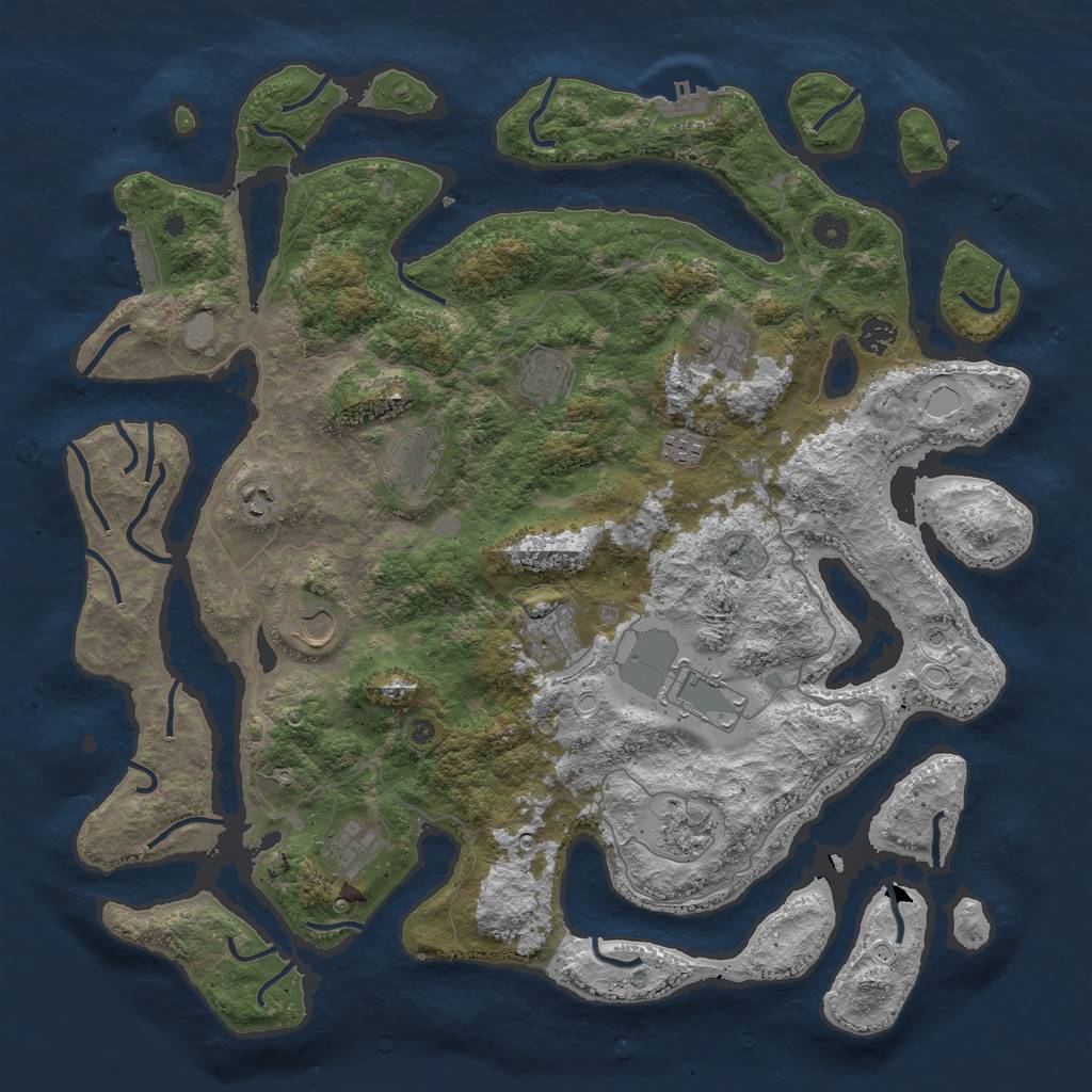 Rust Map: Procedural Map, Size: 4500, Seed: 14500, 19 Monuments