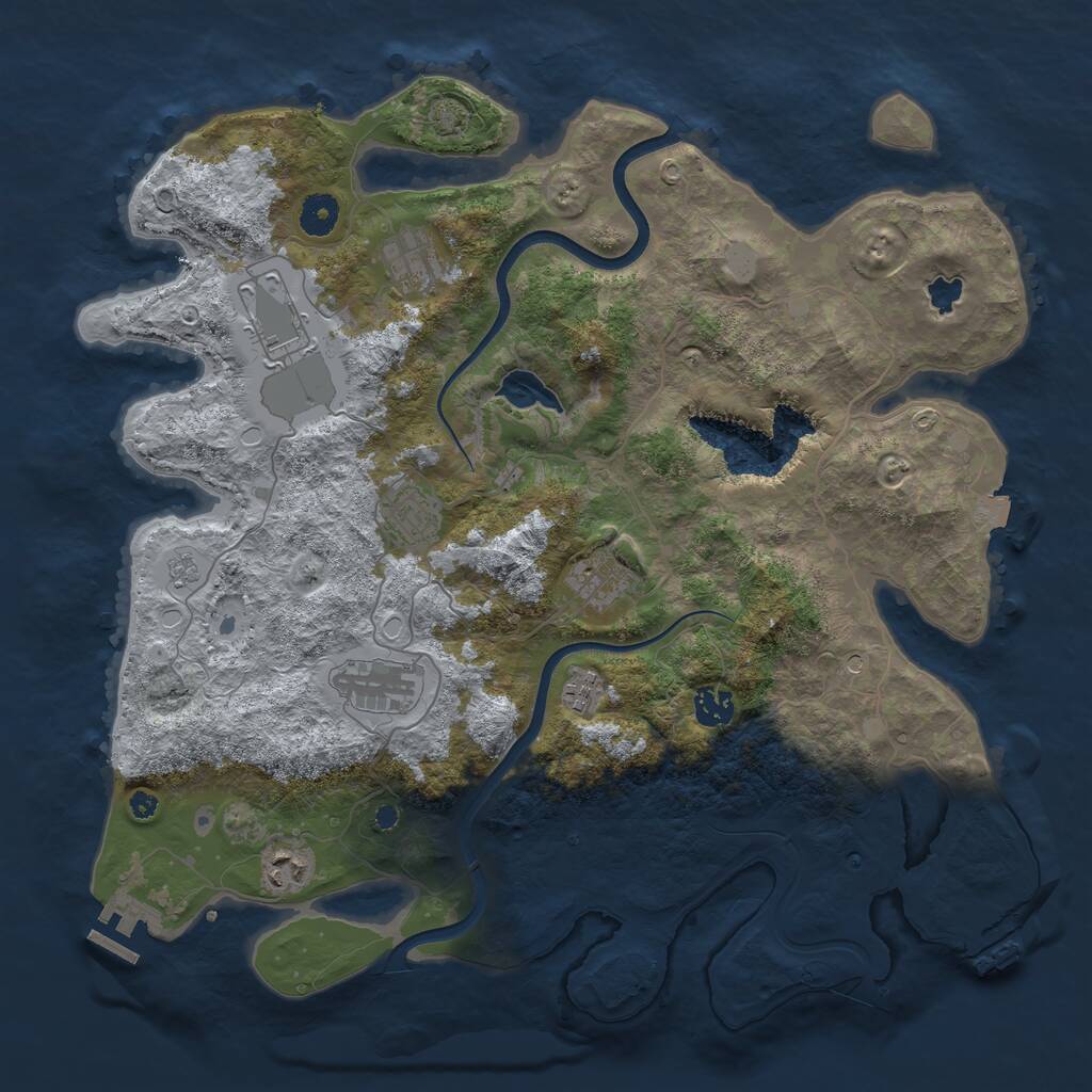 Rust Map: Procedural Map, Size: 4000, Seed: 1693017847, 14 Monuments