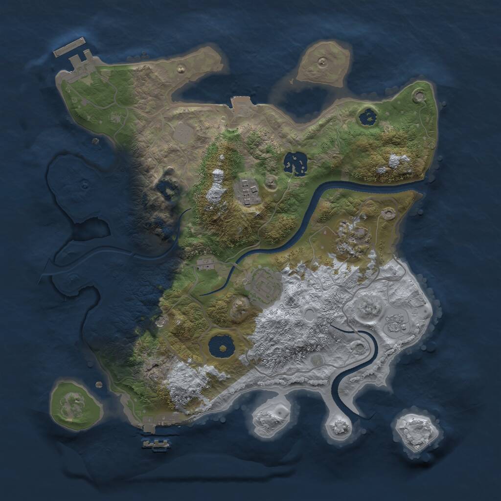 Rust Map: Procedural Map, Size: 3000, Seed: 1689367011, 10 Monuments