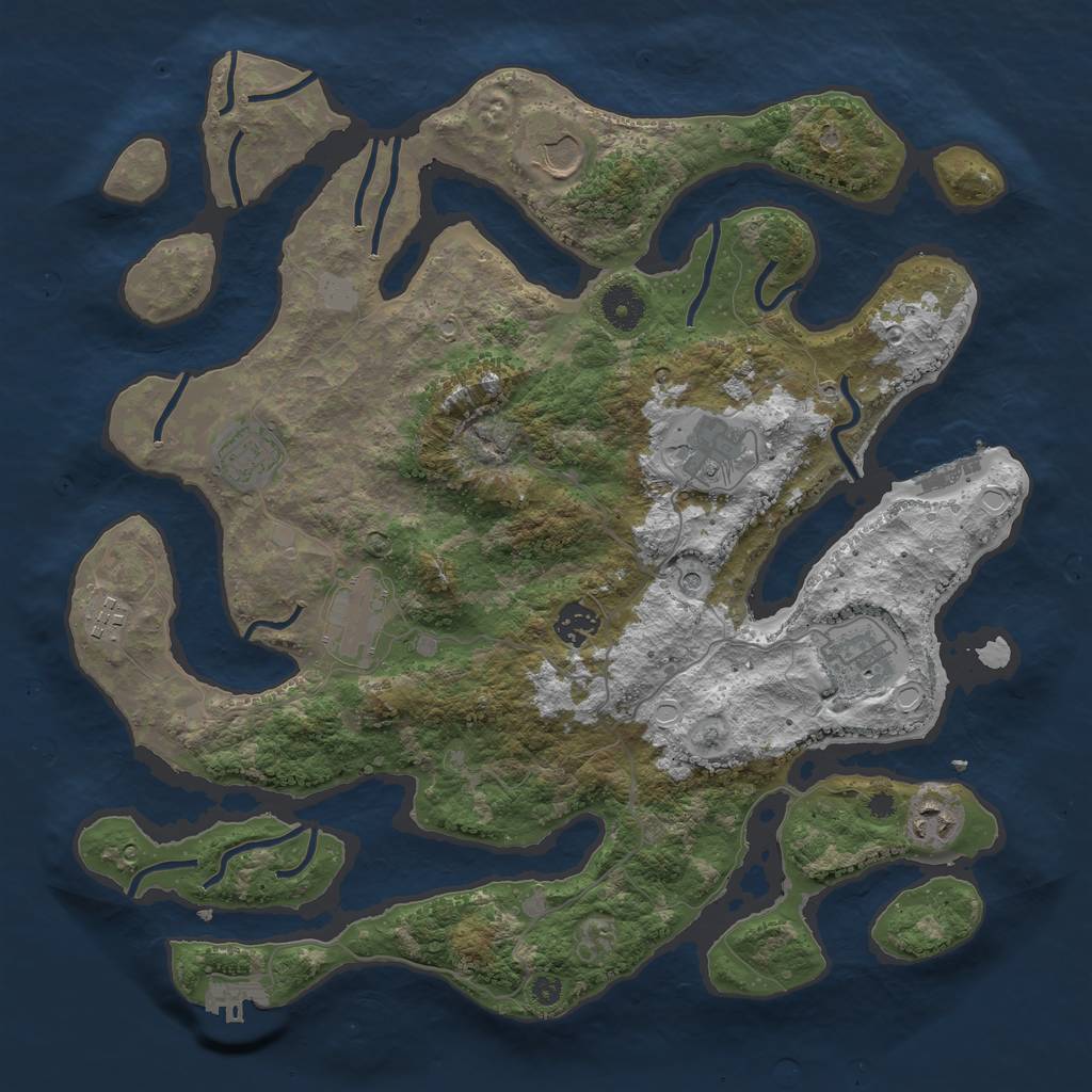 Rust Map: Procedural Map, Size: 3800, Seed: 34879562, 16 Monuments