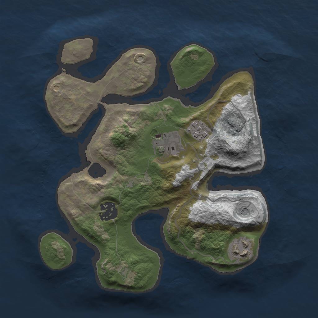 Rust Map: Barren, Size: 2500, Seed: 1024, 7 Monuments