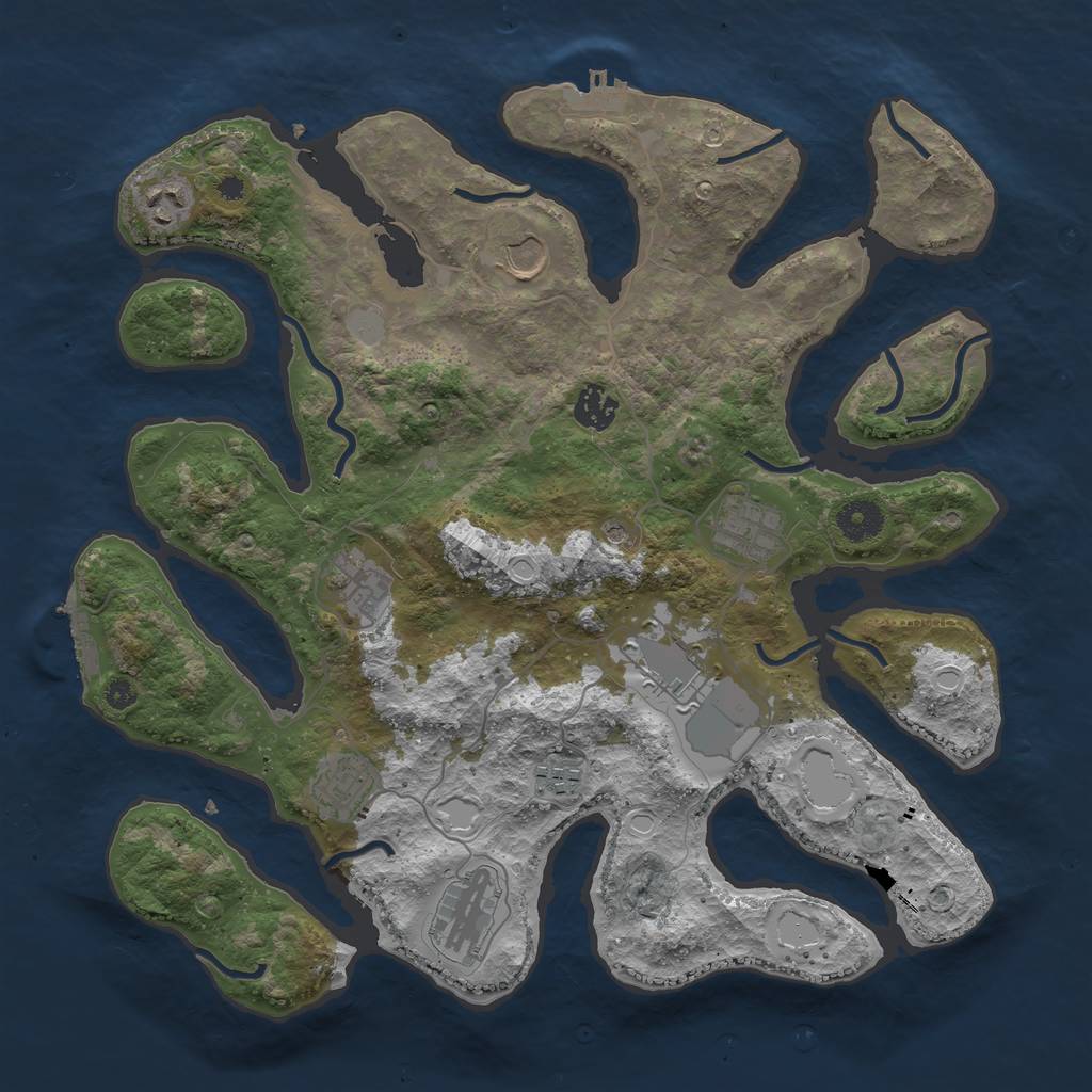 Rust Map: Procedural Map, Size: 3750, Seed: 1634190615, 17 Monuments