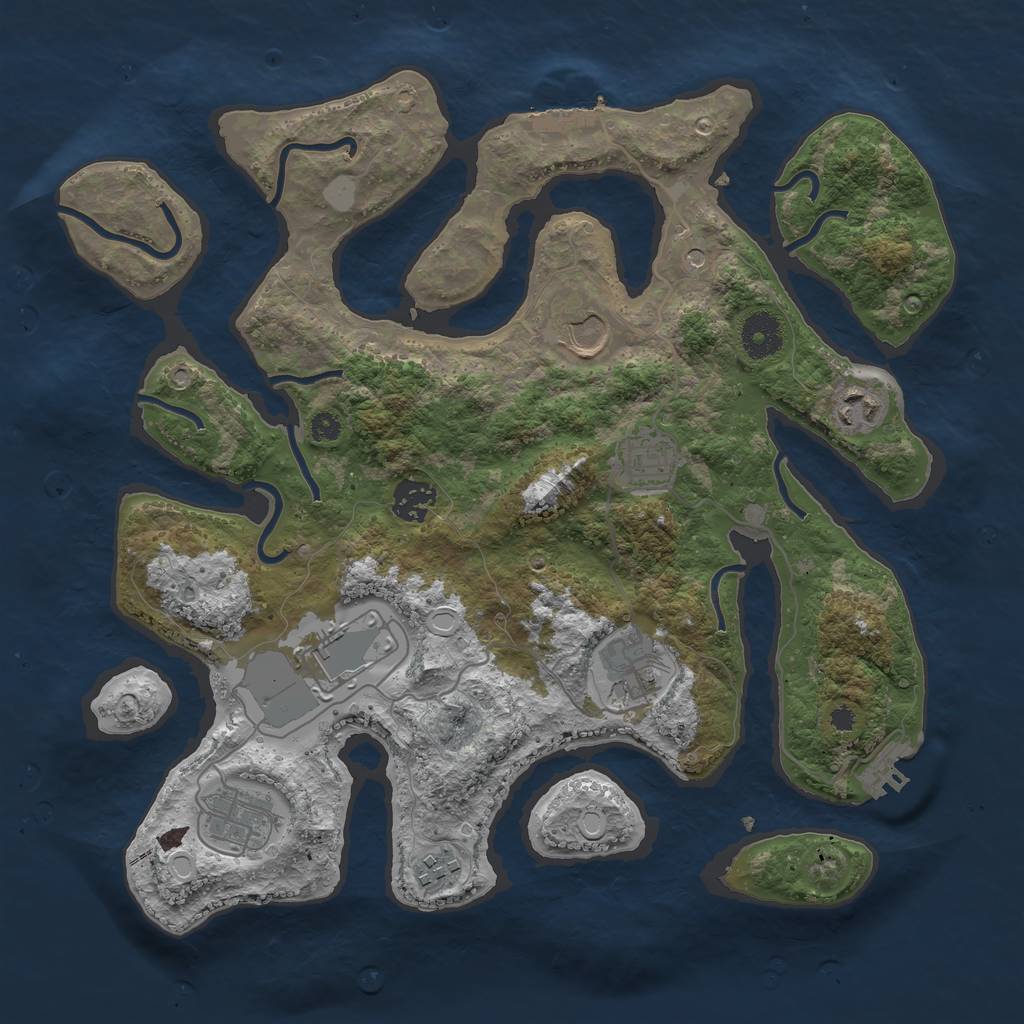 Rust Map: Procedural Map, Size: 3550, Seed: 894243, 16 Monuments