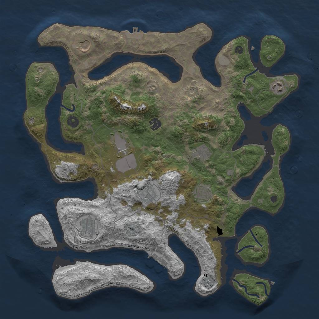 Rust Map: Procedural Map, Size: 4000, Seed: 615247, 17 Monuments