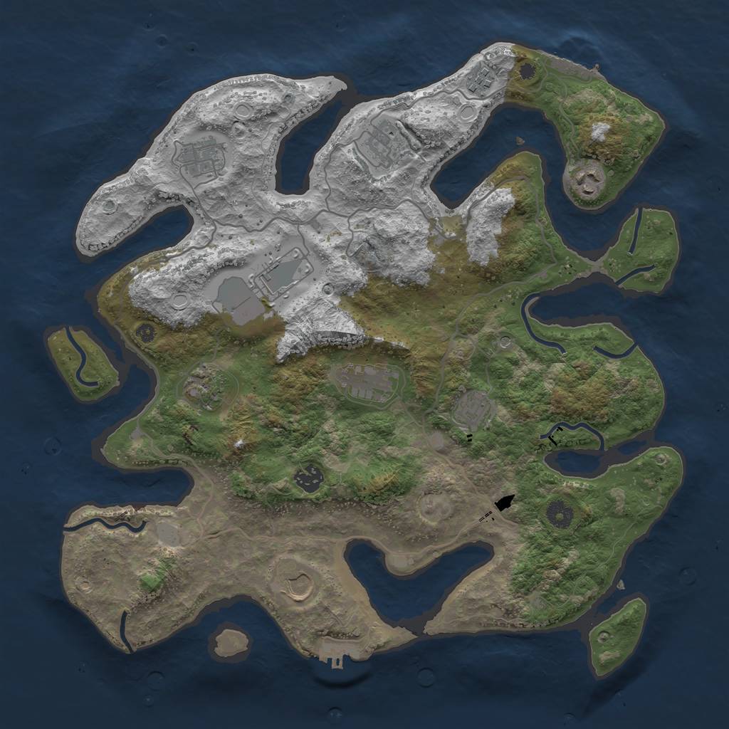 Rust Map: Procedural Map, Size: 4000, Seed: 160855, 18 Monuments