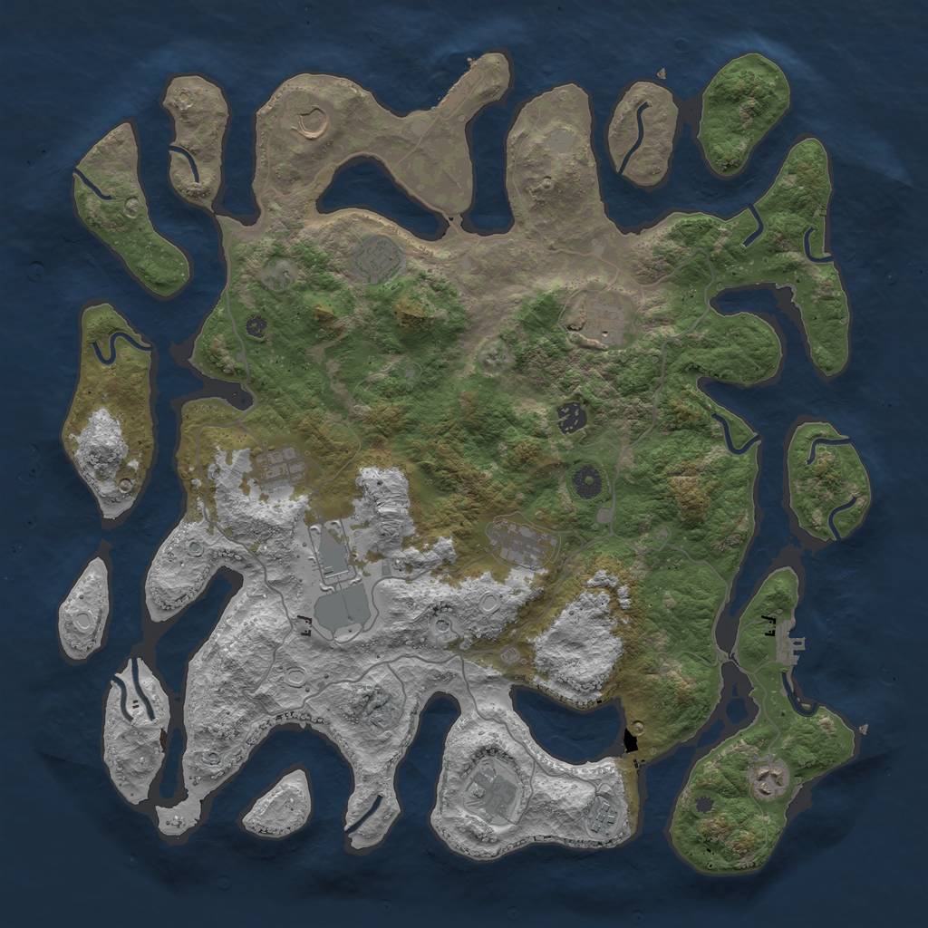 Rust Map: Procedural Map, Size: 4500, Seed: 1348717194, 18 Monuments