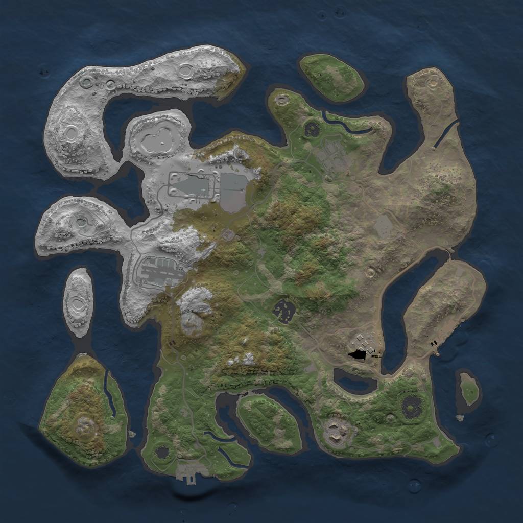 Rust Map: Procedural Map, Size: 3500, Seed: 3131, 14 Monuments