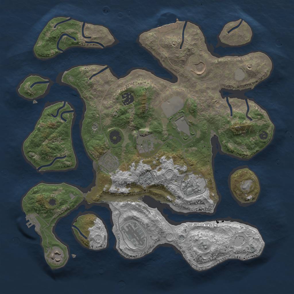 Rust Map: Procedural Map, Size: 3500, Seed: 284033811, 17 Monuments