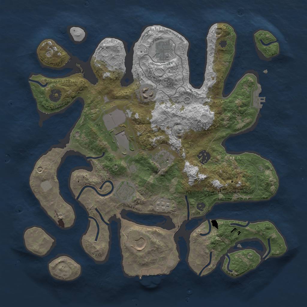 Rust Map: Procedural Map, Size: 3550, Seed: 13876, 16 Monuments