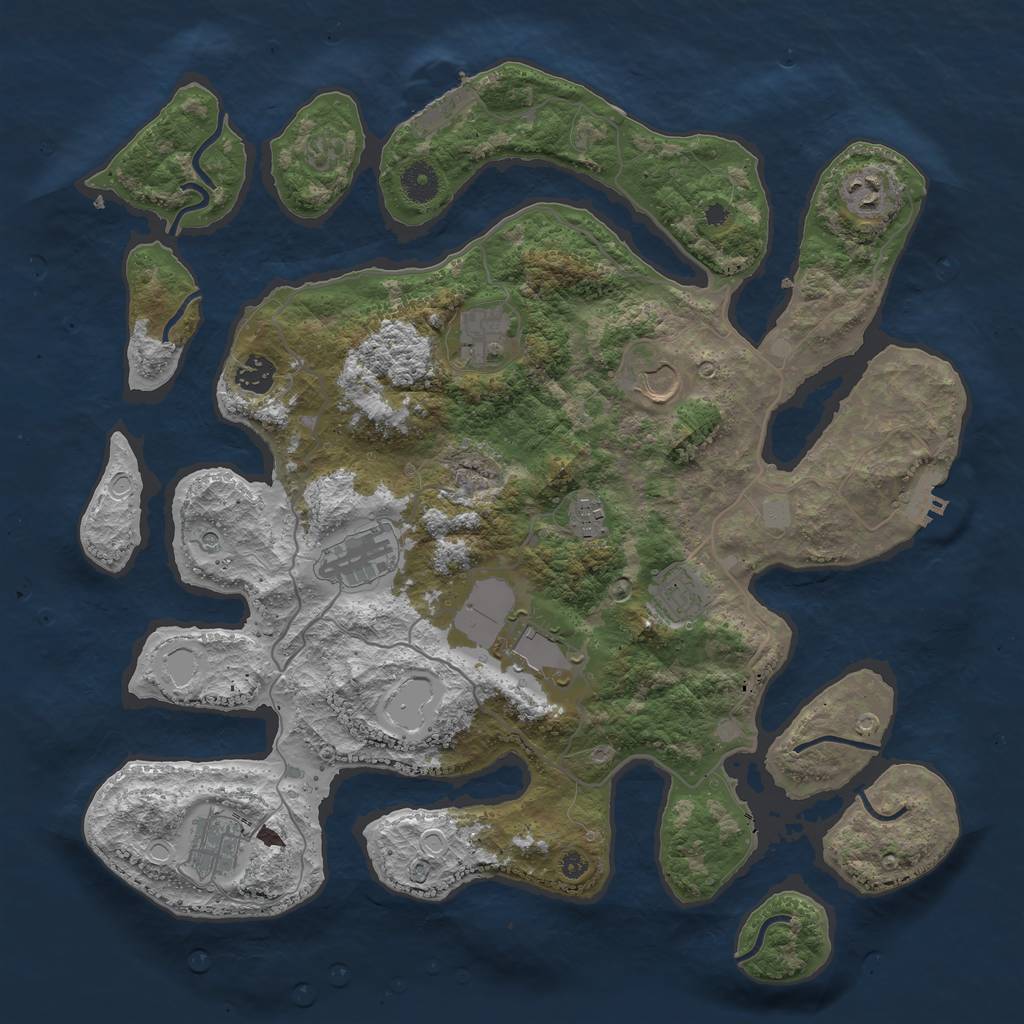 Rust Map: Procedural Map, Size: 4000, Seed: 870165, 17 Monuments