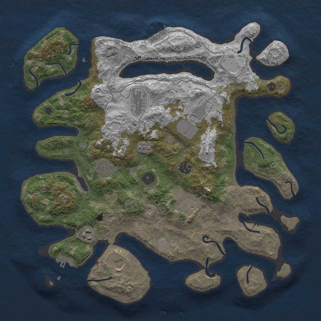 Rust Map: Procedural Map, Size: 4000, Seed: 775042713, 16 Monuments