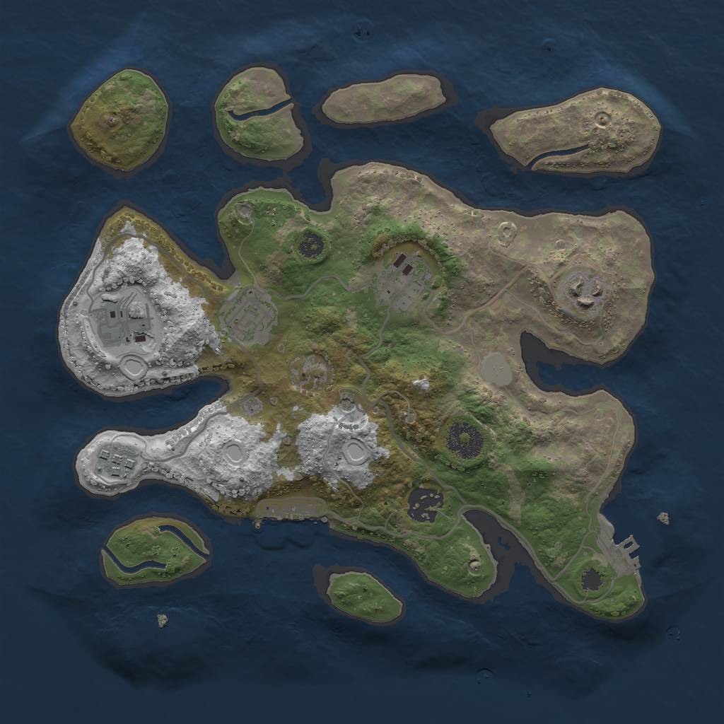 Rust Map: Procedural Map, Size: 3000, Seed: 1784651275, 14 Monuments