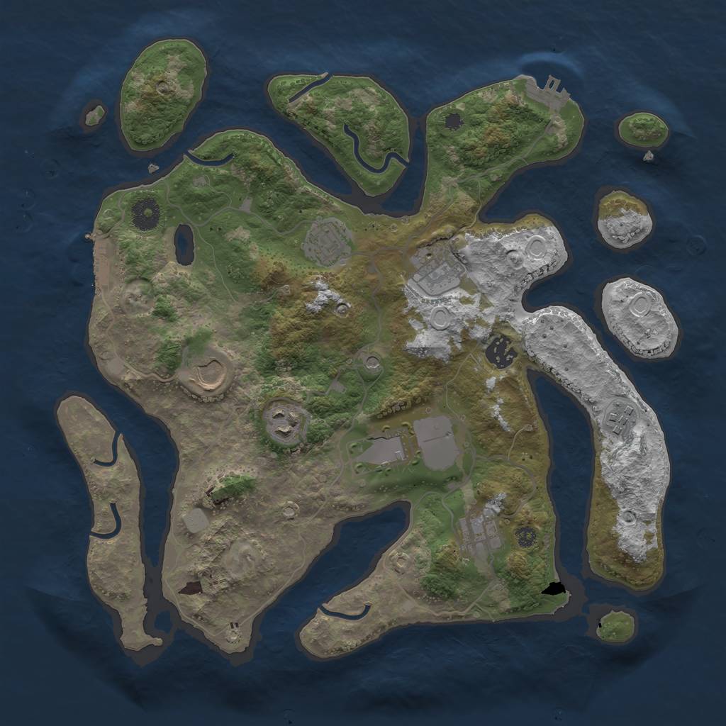 Rust Map: Procedural Map, Size: 3550, Seed: 251339, 16 Monuments