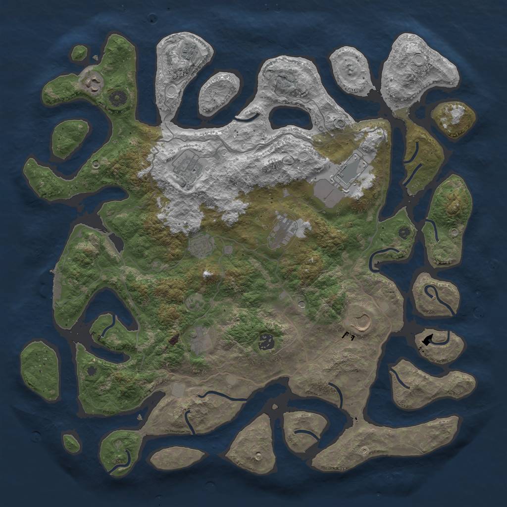 Rust Map: Procedural Map, Size: 4500, Seed: 81097, 16 Monuments
