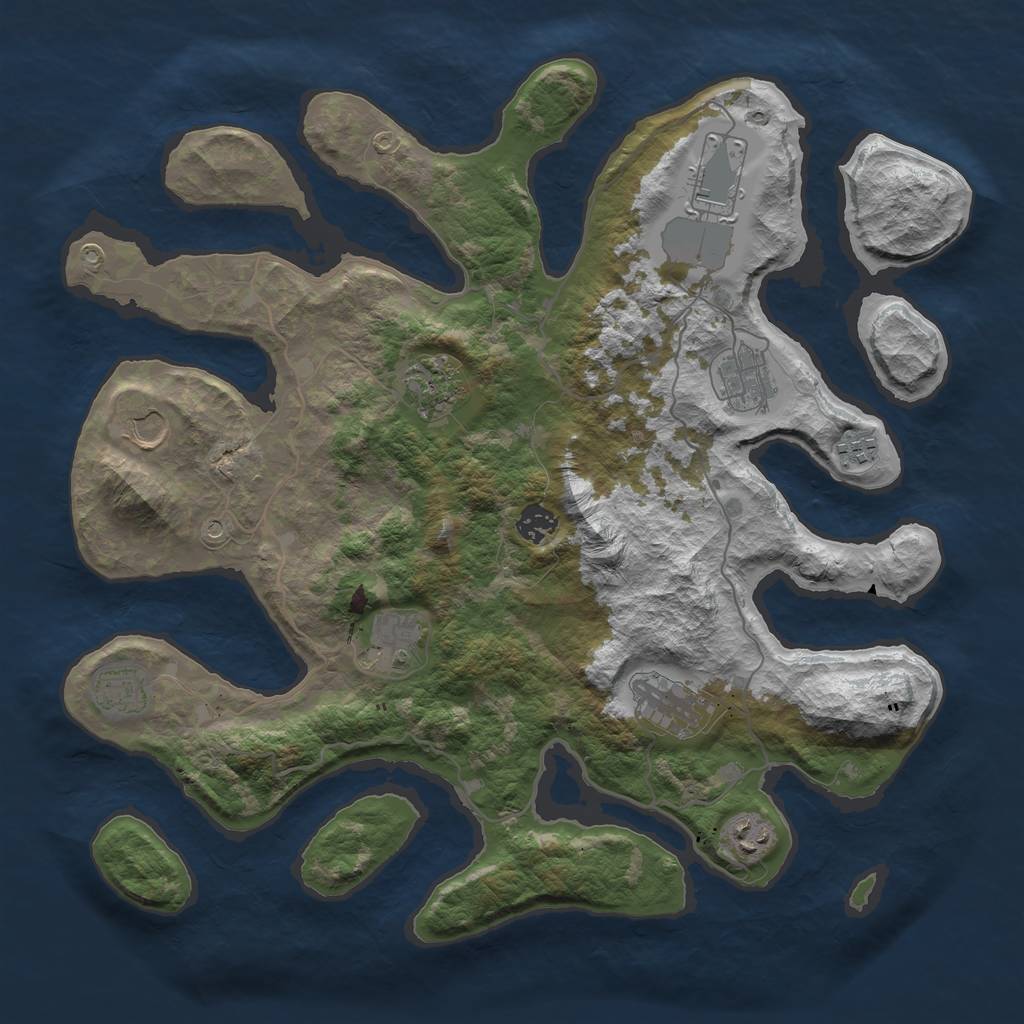 Rust Map: Barren, Size: 4000, Seed: 310795742, 13 Monuments