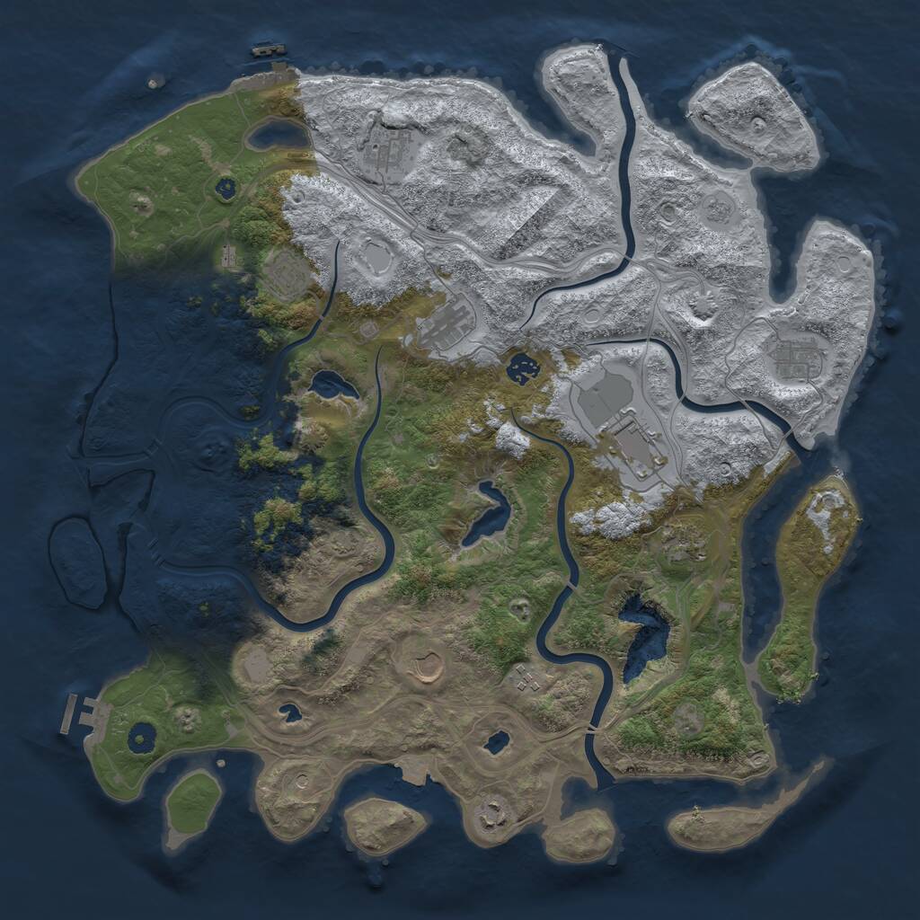 Rust Map: Procedural Map, Size: 4500, Seed: 438, 16 Monuments