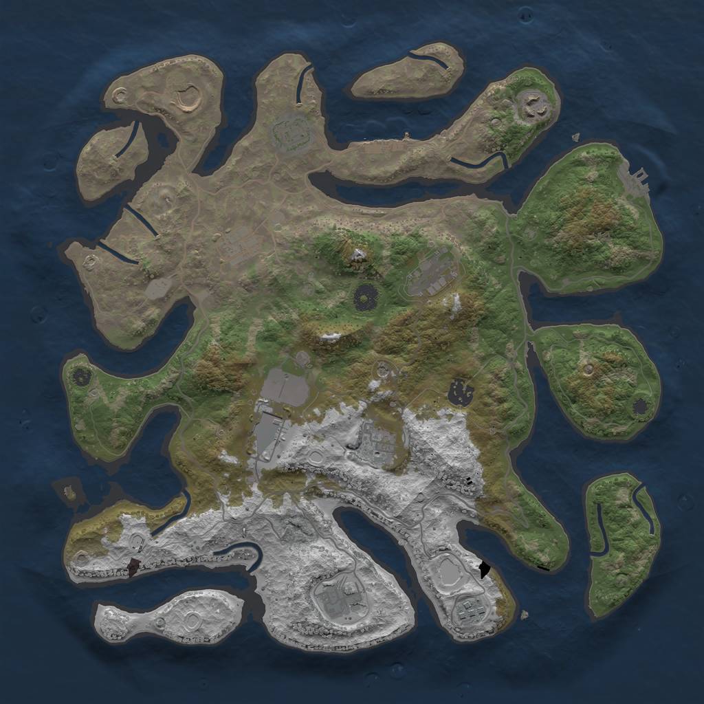 Rust Map: Procedural Map, Size: 4000, Seed: 833640621, 18 Monuments