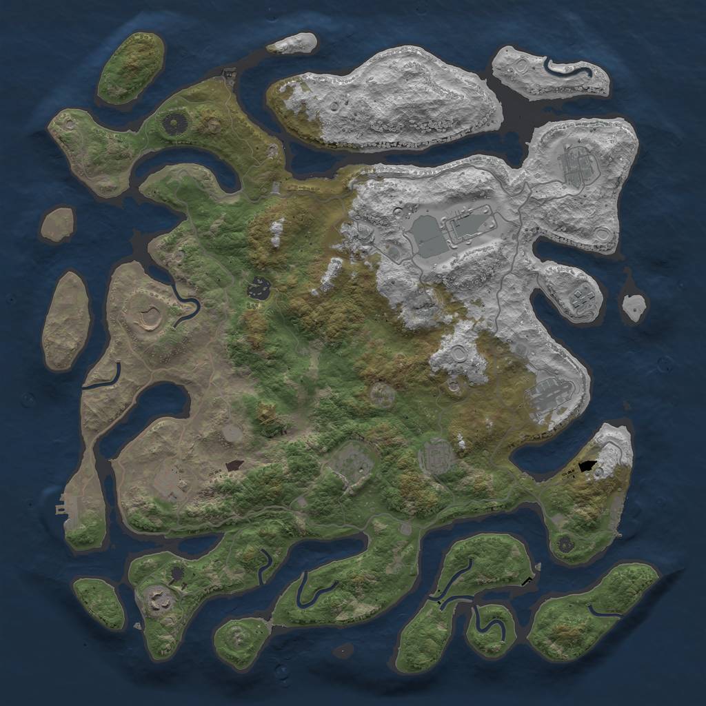 Rust Map: Procedural Map, Size: 4500, Seed: 451012642, 19 Monuments