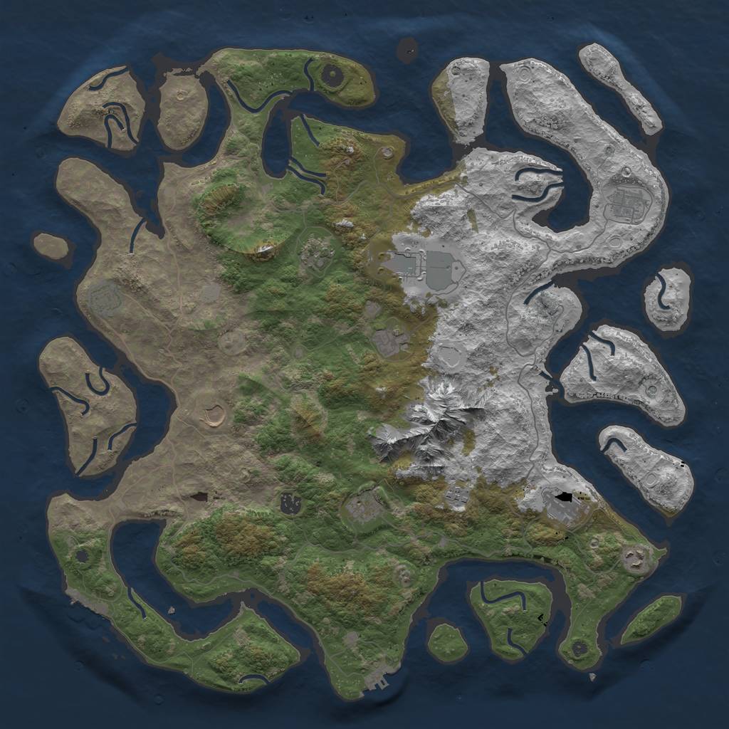 Rust Map: Procedural Map, Size: 5000, Seed: 947779428, 19 Monuments