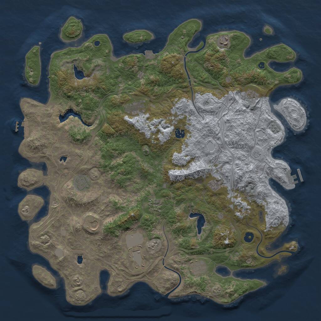 Rust Map: Procedural Map, Size: 4800, Seed: 1163687756, 17 Monuments