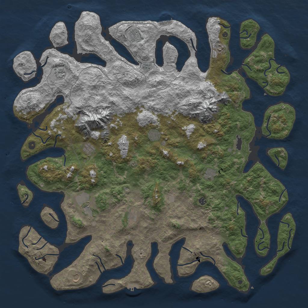 Rust Map: Procedural Map, Size: 6000, Seed: 608567982, 19 Monuments