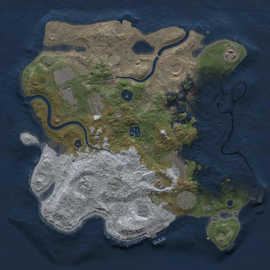 Rust Map: Procedural Map, Size: 3500, Seed: 637893005, 15 Monuments