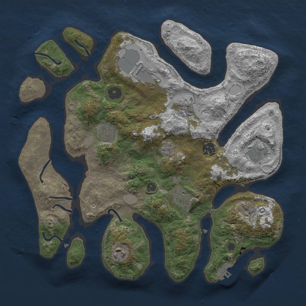 Rust Map: Procedural Map, Size: 3500, Seed: 1828448178, 15 Monuments
