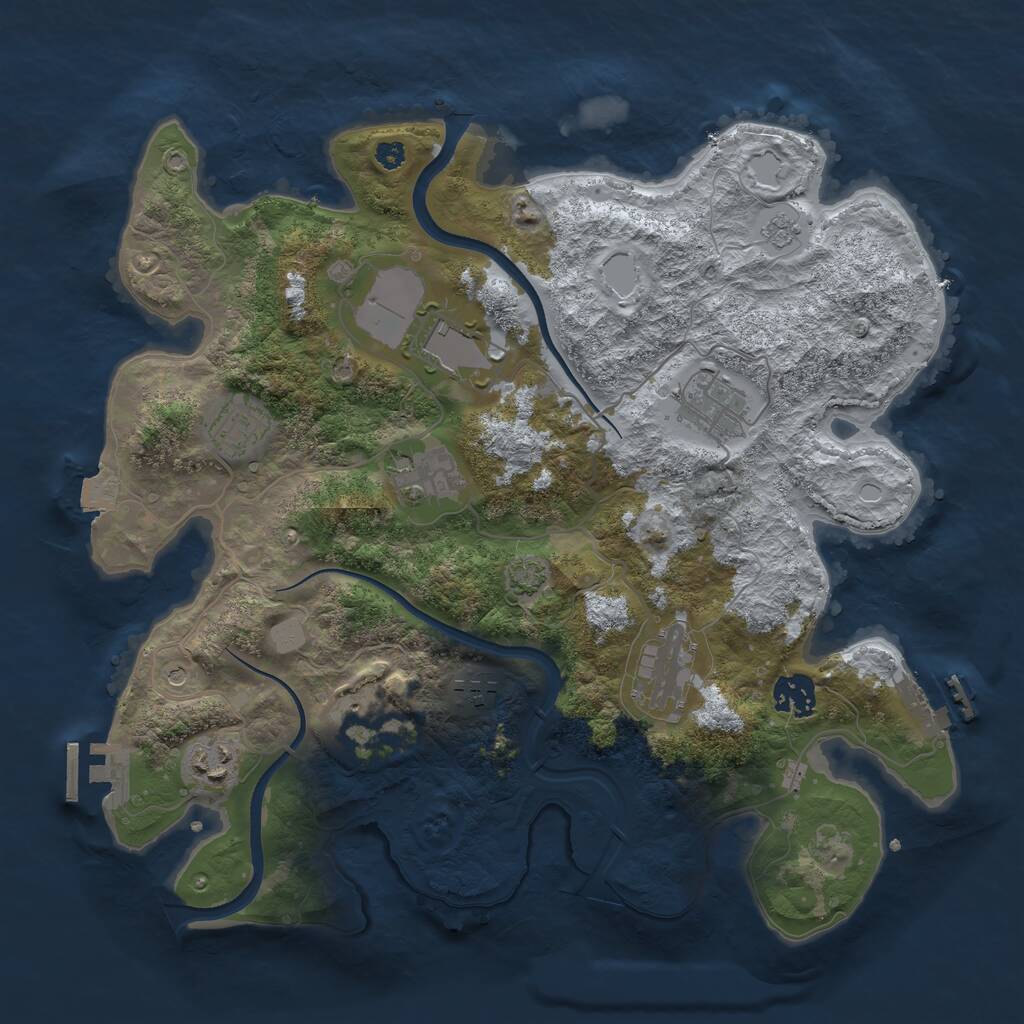 Rust Map: Procedural Map, Size: 3500, Seed: 810909749, 15 Monuments
