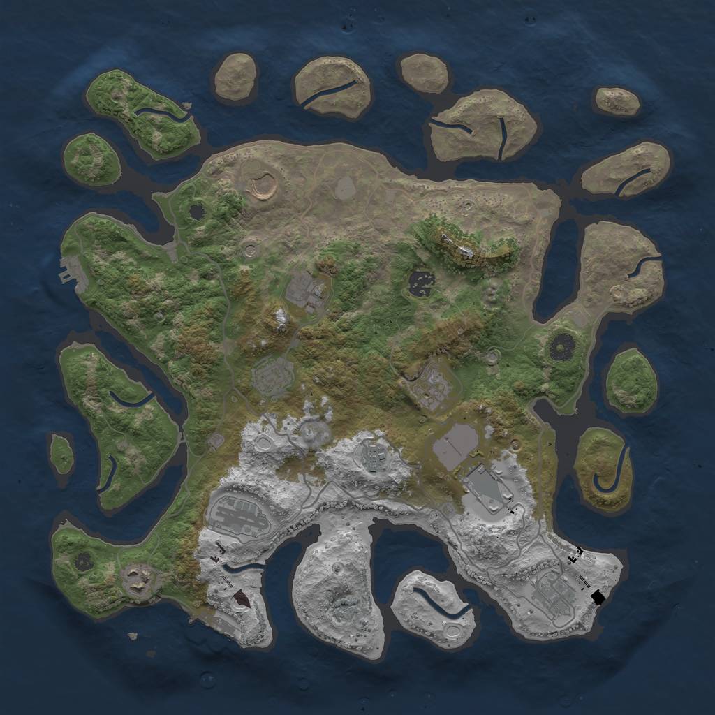 Rust Map: Procedural Map, Size: 4000, Seed: 741175, 18 Monuments