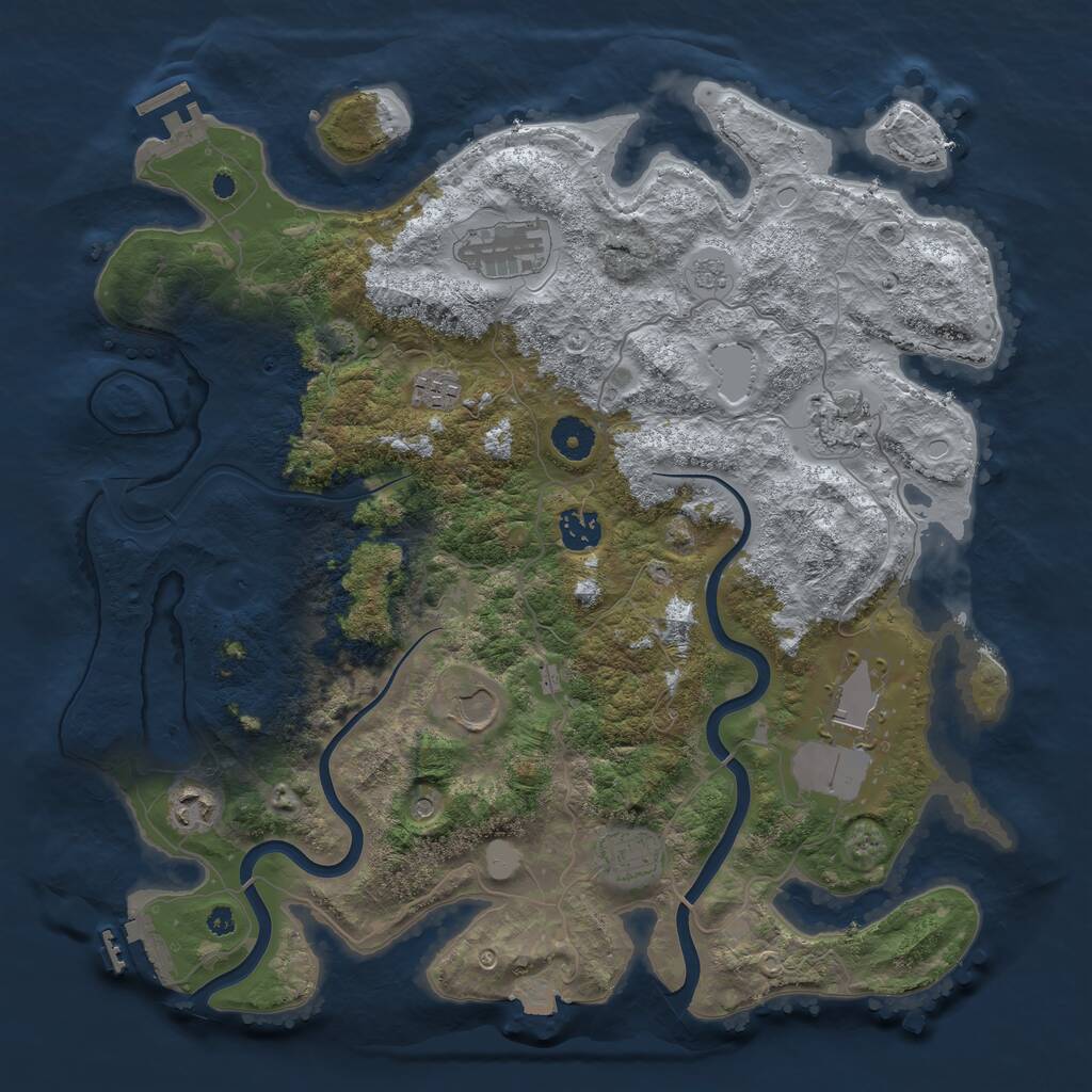 Rust Map: Procedural Map, Size: 3850, Seed: 49248868, 14 Monuments