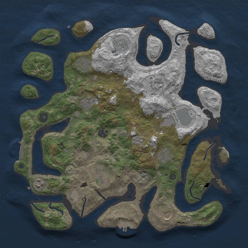 Rust Map: Procedural Map, Size: 3850, Seed: 49248868, 19 Monuments