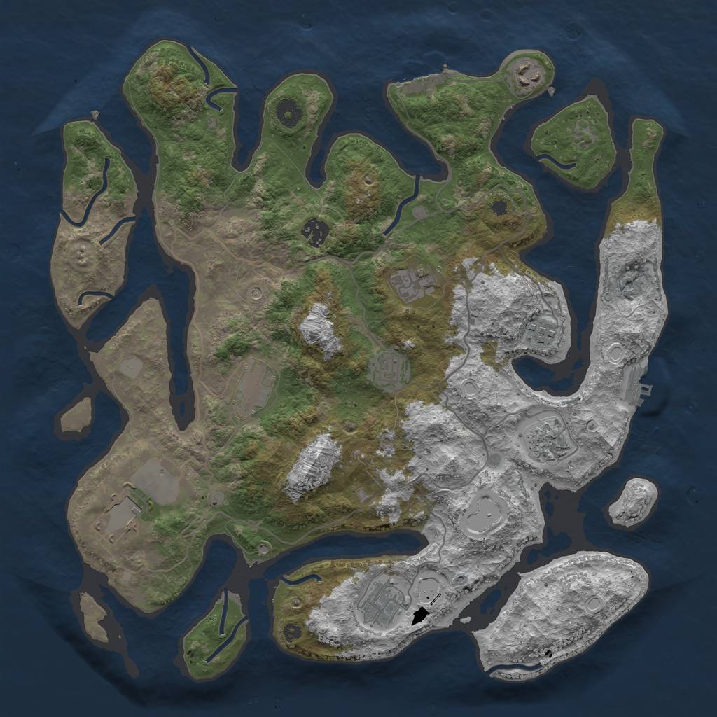 Rust Map: Procedural Map, Size: 4030, Seed: 4443, 17 Monuments