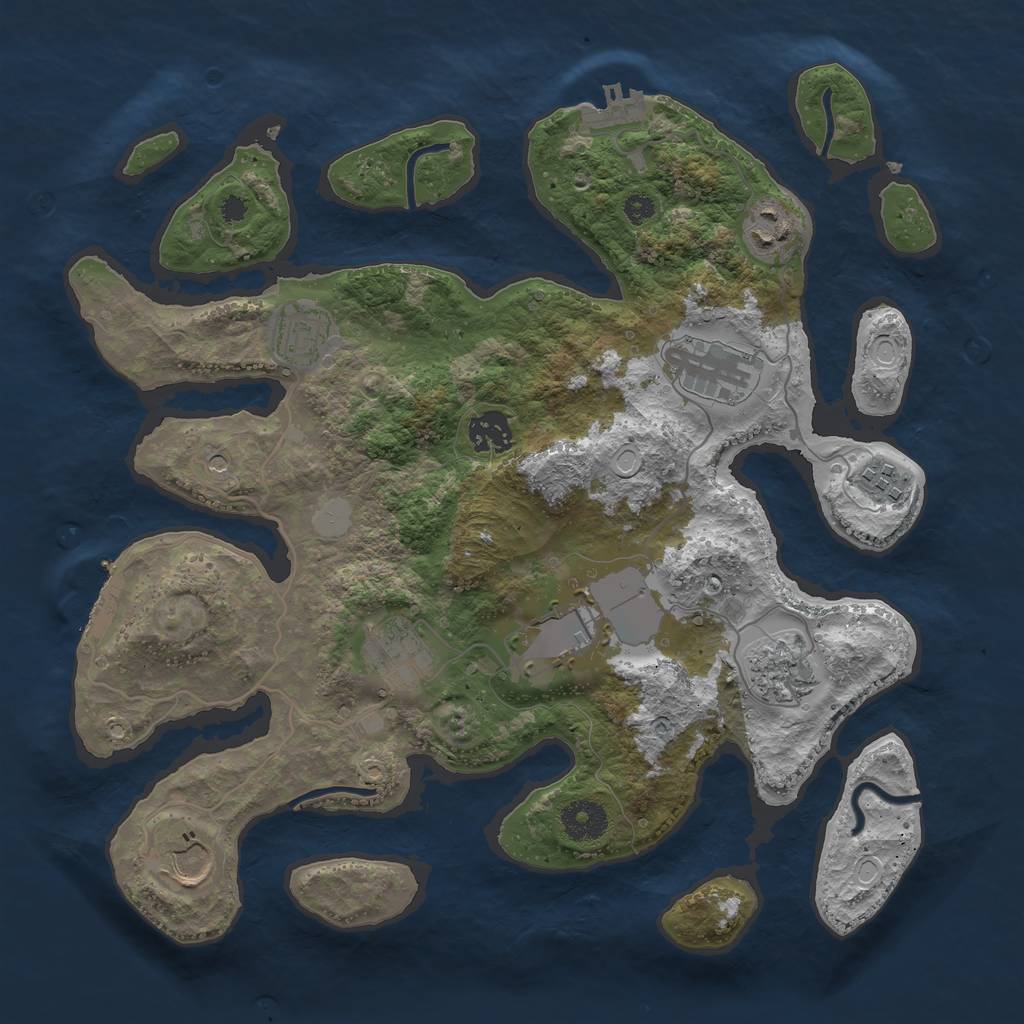 Rust Map: Procedural Map, Size: 3500, Seed: 1065382636, 17 Monuments