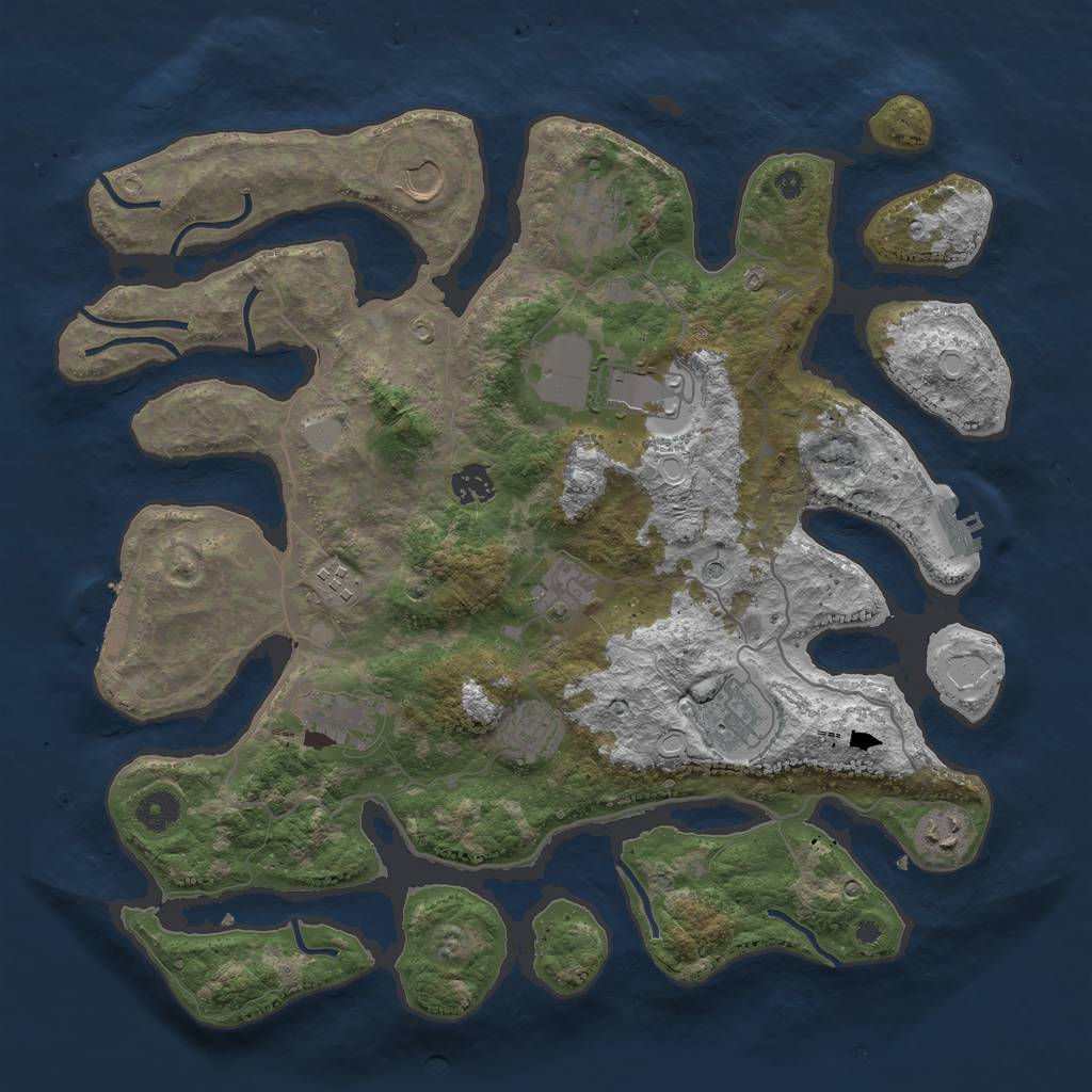 Rust Map: Procedural Map, Size: 4000, Seed: 282720, 18 Monuments