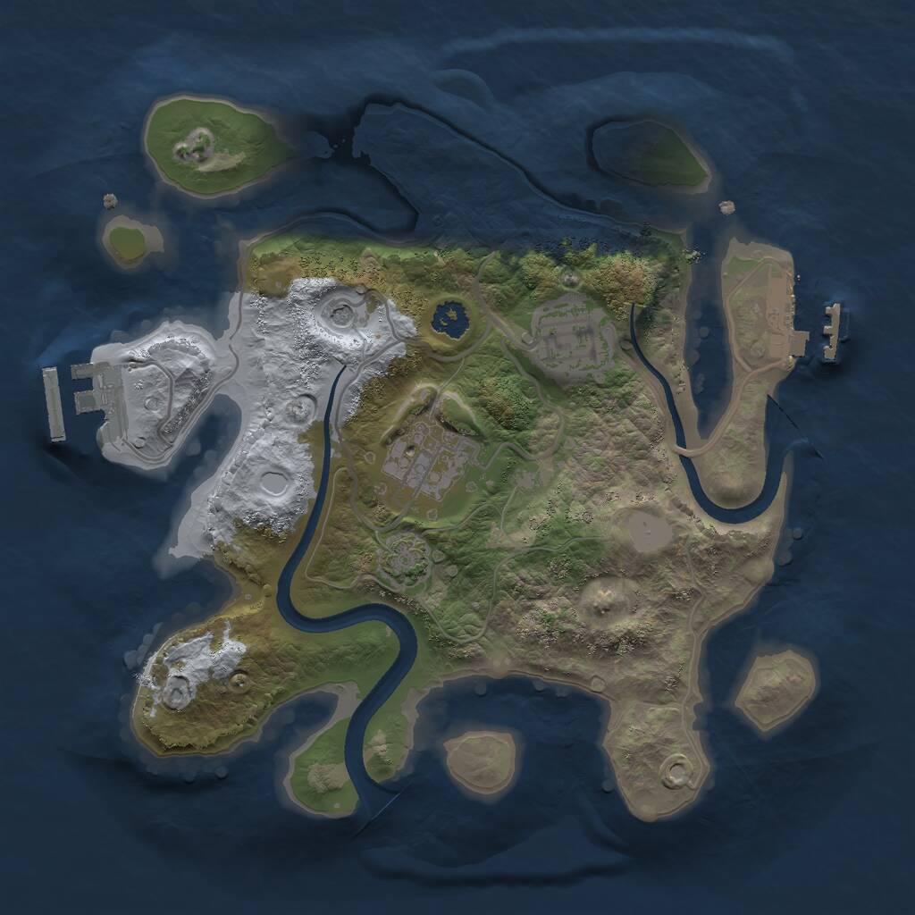 Rust Map: Procedural Map, Size: 2500, Seed: 1808262507, 7 Monuments