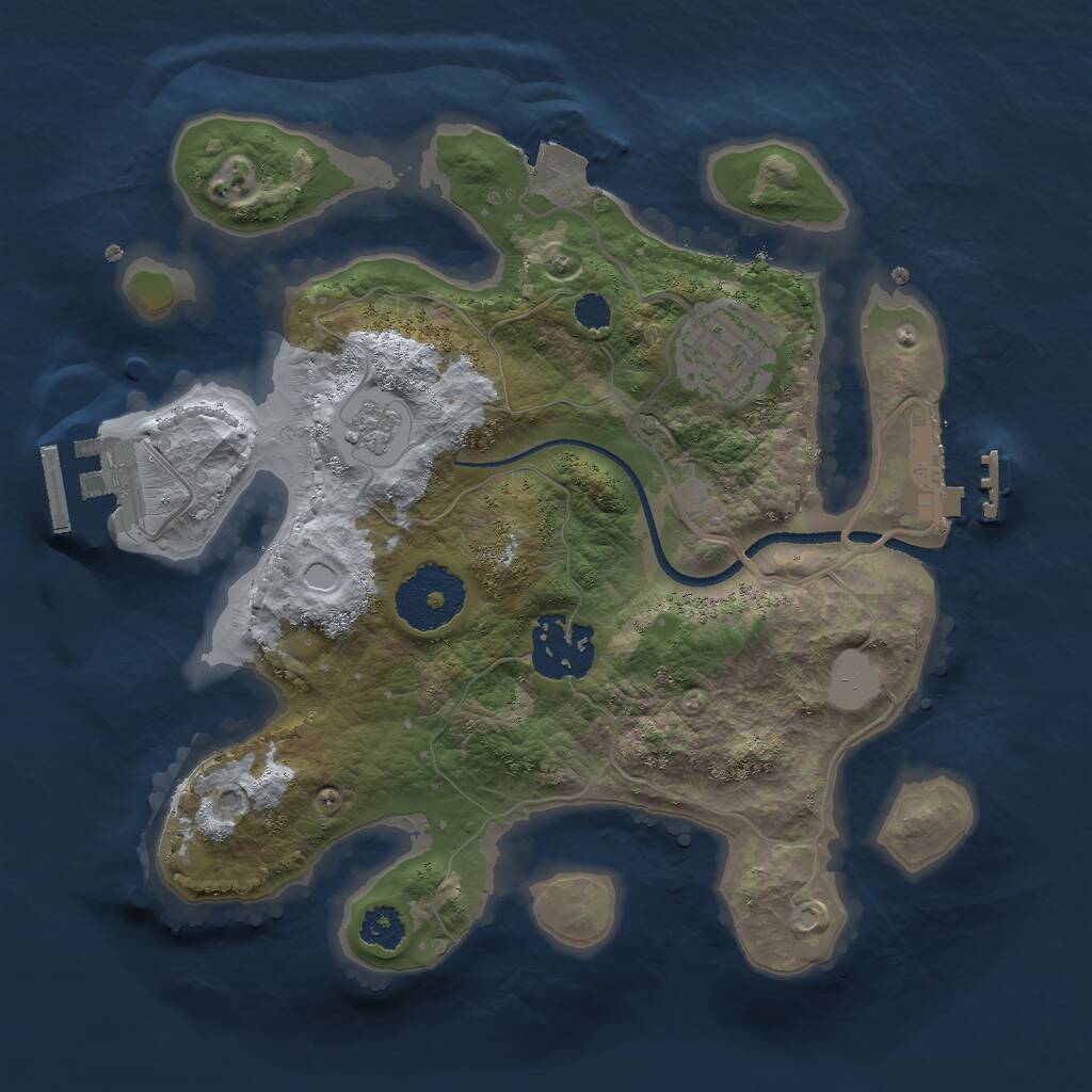 Rust Map: Procedural Map, Size: 2500, Seed: 1808262507, 6 Monuments