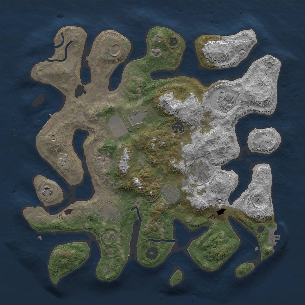 Rust Map: Procedural Map, Size: 3750, Seed: 3737412, 17 Monuments