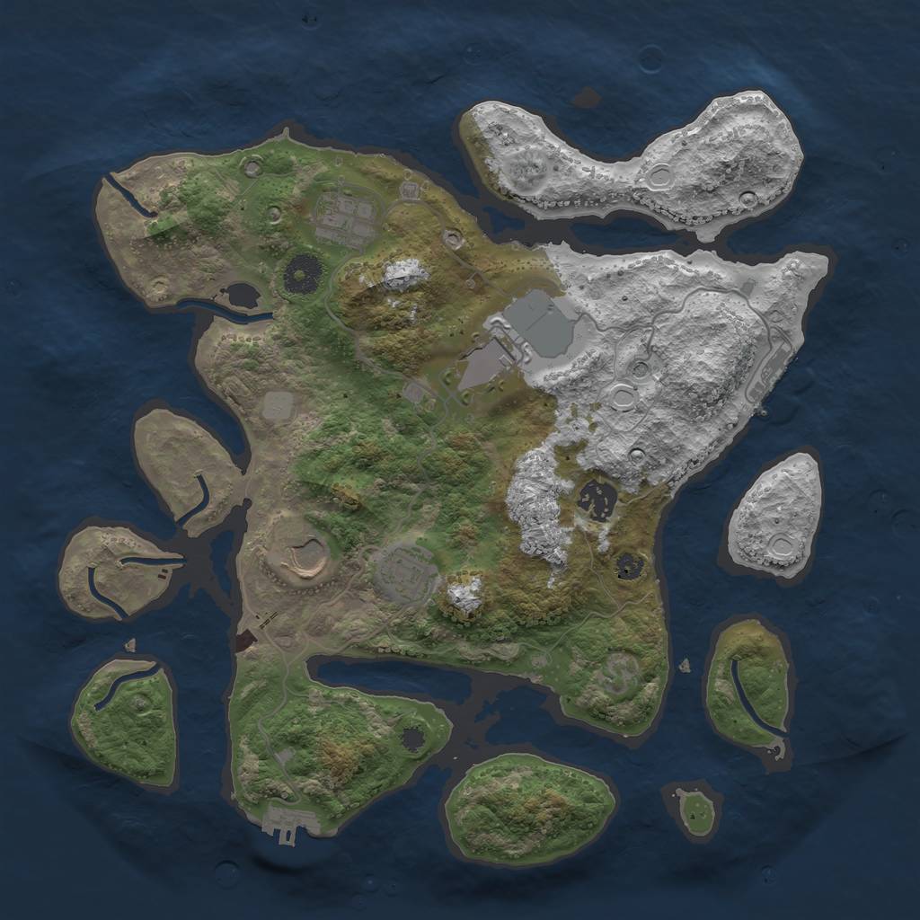 Rust Map: Procedural Map, Size: 3500, Seed: 870111, 13 Monuments