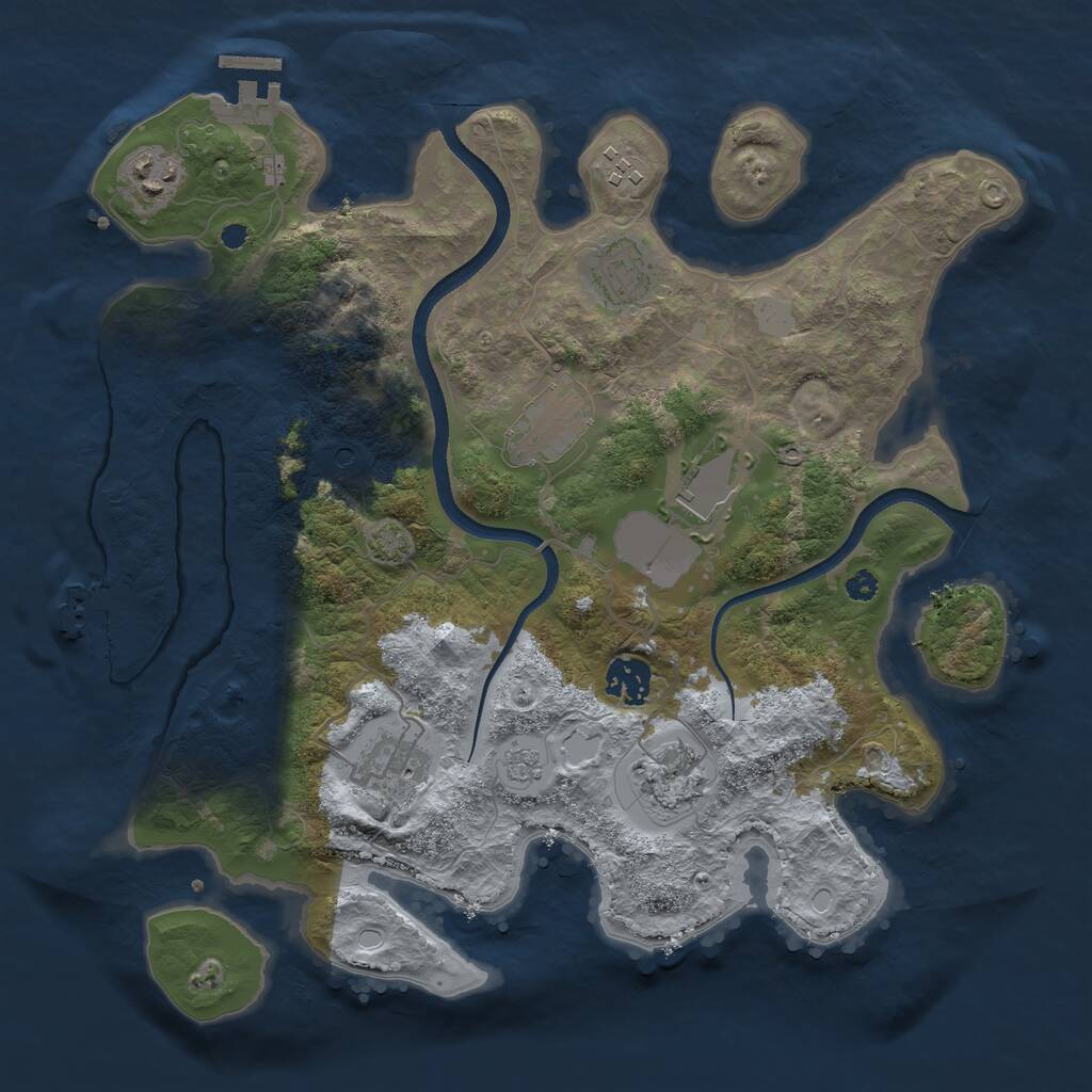 Rust Map: Procedural Map, Size: 3500, Seed: 69675, 14 Monuments