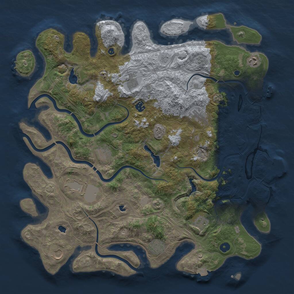 Rust Map: Procedural Map, Size: 4500, Seed: 80085555, 16 Monuments