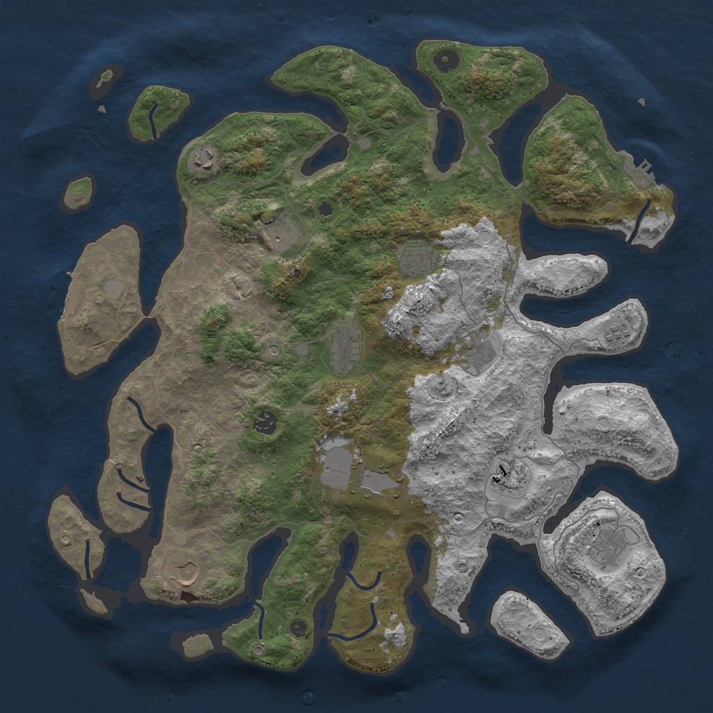 Rust Map: Procedural Map, Size: 4500, Seed: 654684168, 19 Monuments