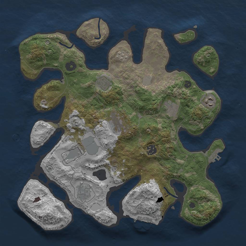 Rust Map: Procedural Map, Size: 3550, Seed: 795269, 16 Monuments