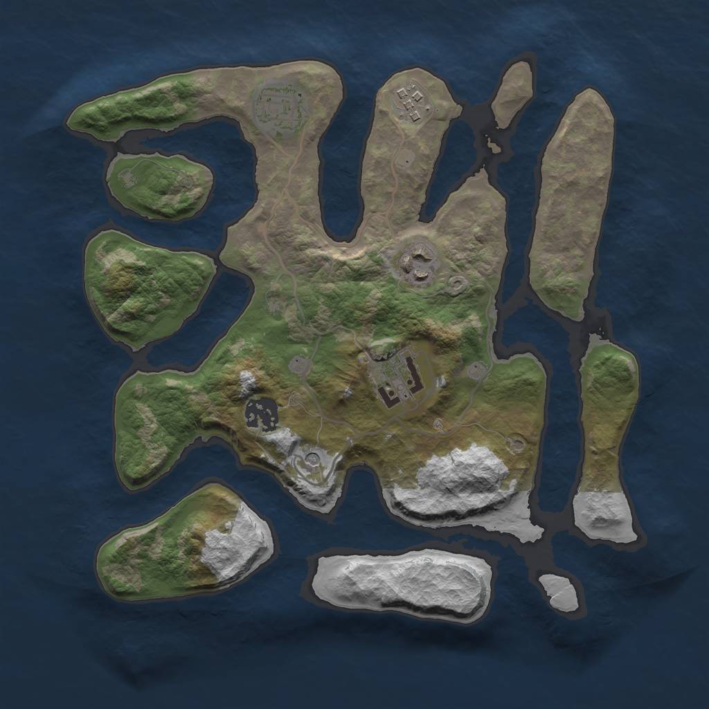 Rust Map: Barren, Size: 3000, Seed: 18923, 8 Monuments