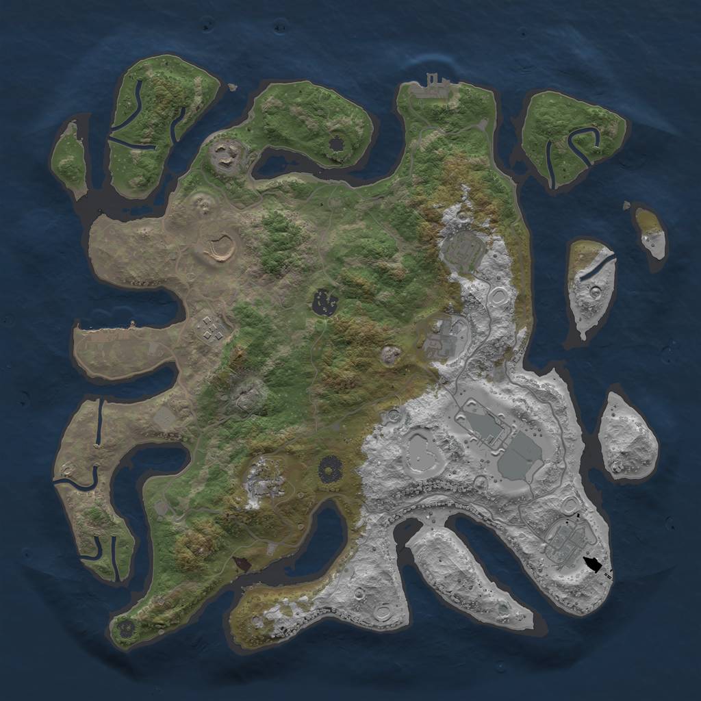 Rust Map: Procedural Map, Size: 4000, Seed: 12345681, 17 Monuments