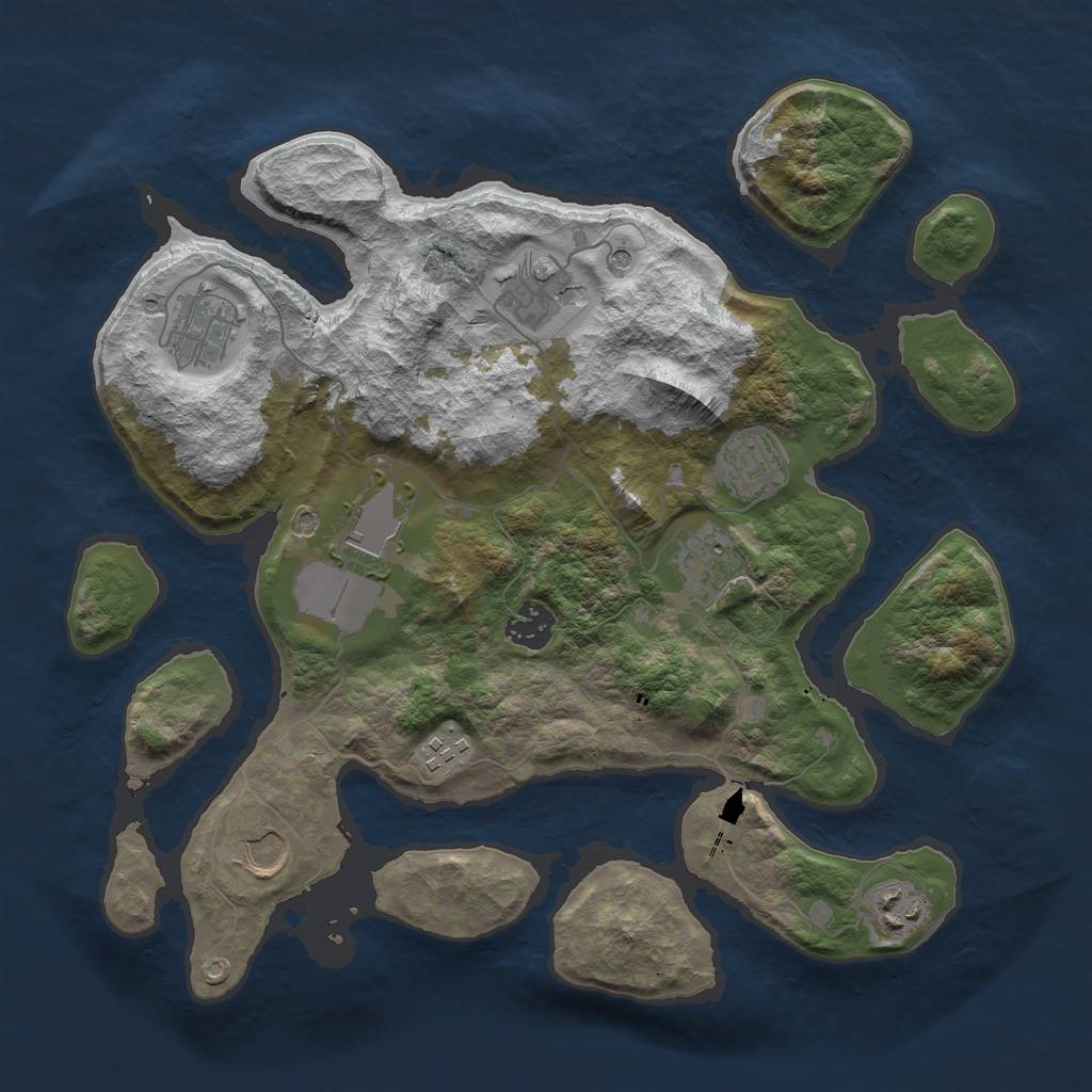 Rust Map: Barren, Size: 3500, Seed: 321123, 12 Monuments