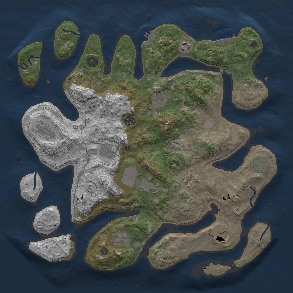 Rust Map: Procedural Map, Size: 4000, Seed: 654191798, 19 Monuments