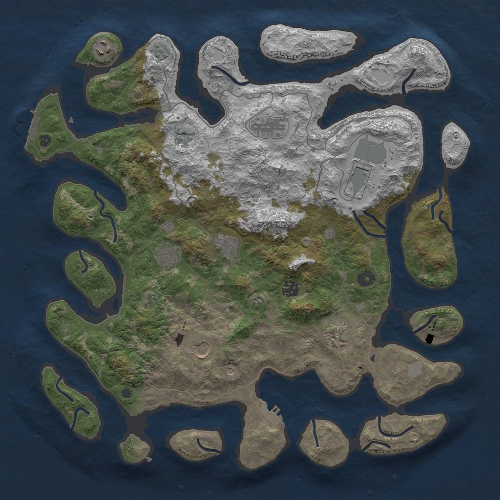 Rust Map: Procedural Map, Size: 4400, Seed: 224656136, 17 Monuments